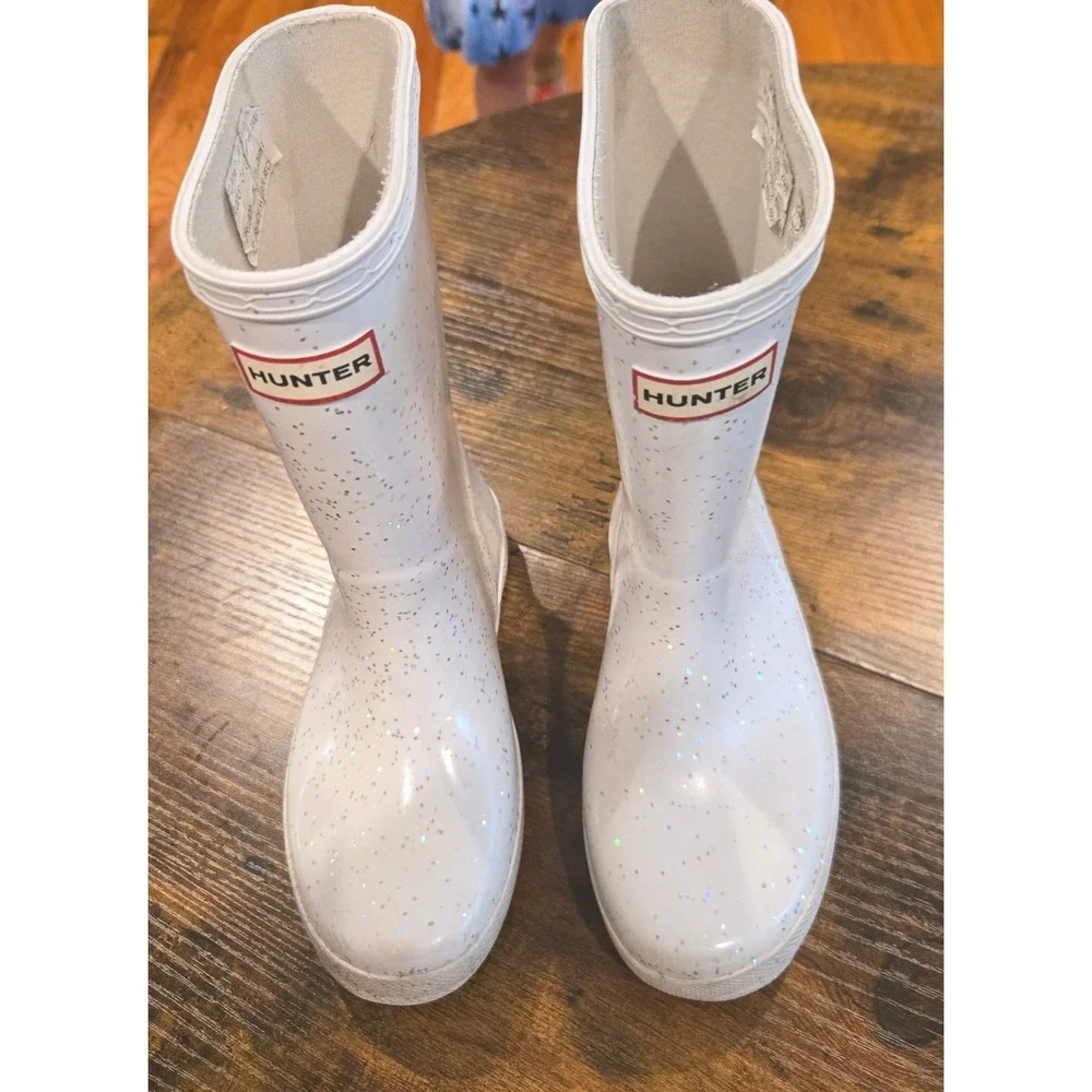Hunter Kids First Classic Giant Glitter Rain Boots White US 12B KFT5076RG7